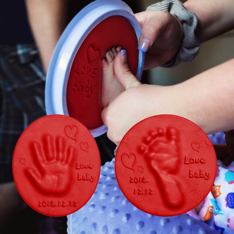 2020 Baby Care Air Drying Soft Clay Baby Handprint Footprint Imprint Kit Casting Parent-child Hand Inkpad Fingerprint Kids Toys